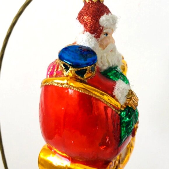 ✨NEW! Authentic Christopher Radko SANTA in a Sleigh Big Hand Made Glass Ornament - Picture 6 of 9